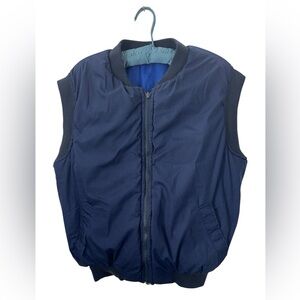 Vintage Obermeyer Reversible Puffer Vest Men's XL Blue Navy Ski Winter Fleece